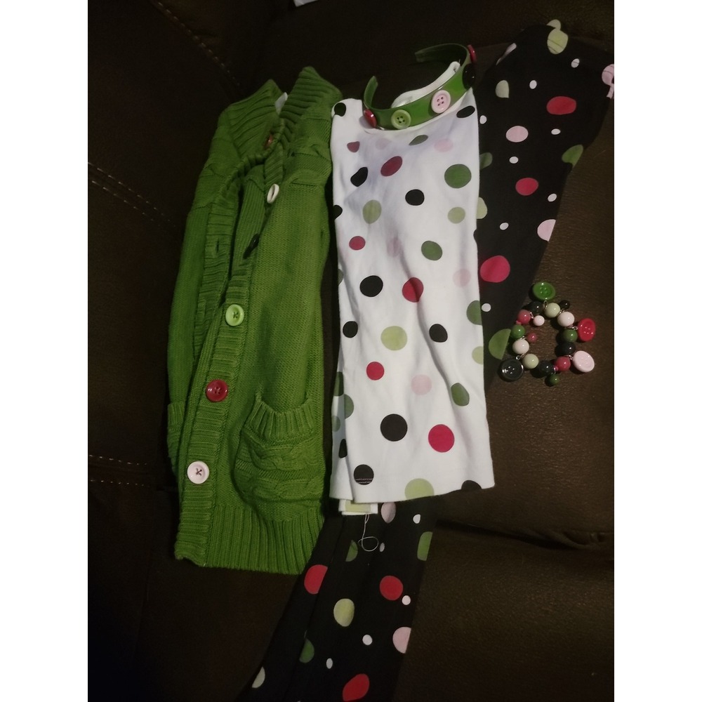 Gymboree pups and kisses outfit size 8 top sweater leggings headband bracelet